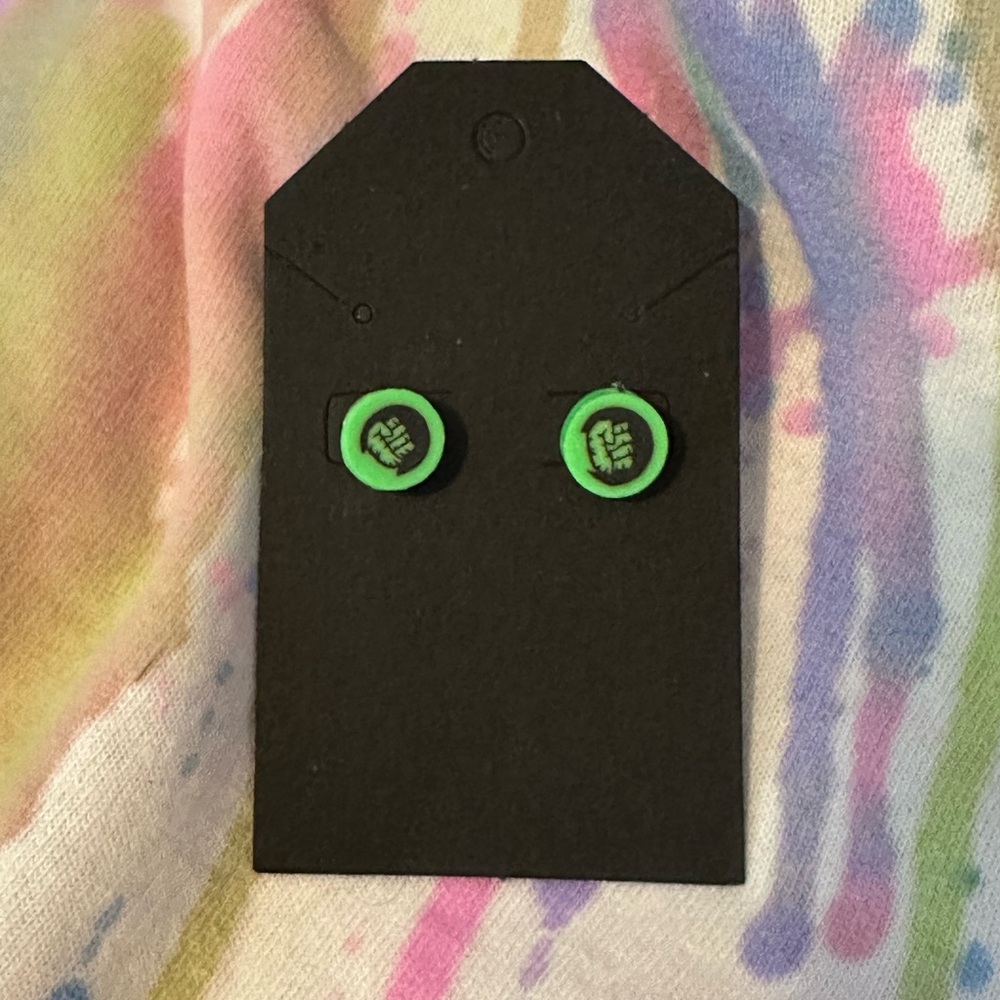 Green Hulk Fist Kids Earrings